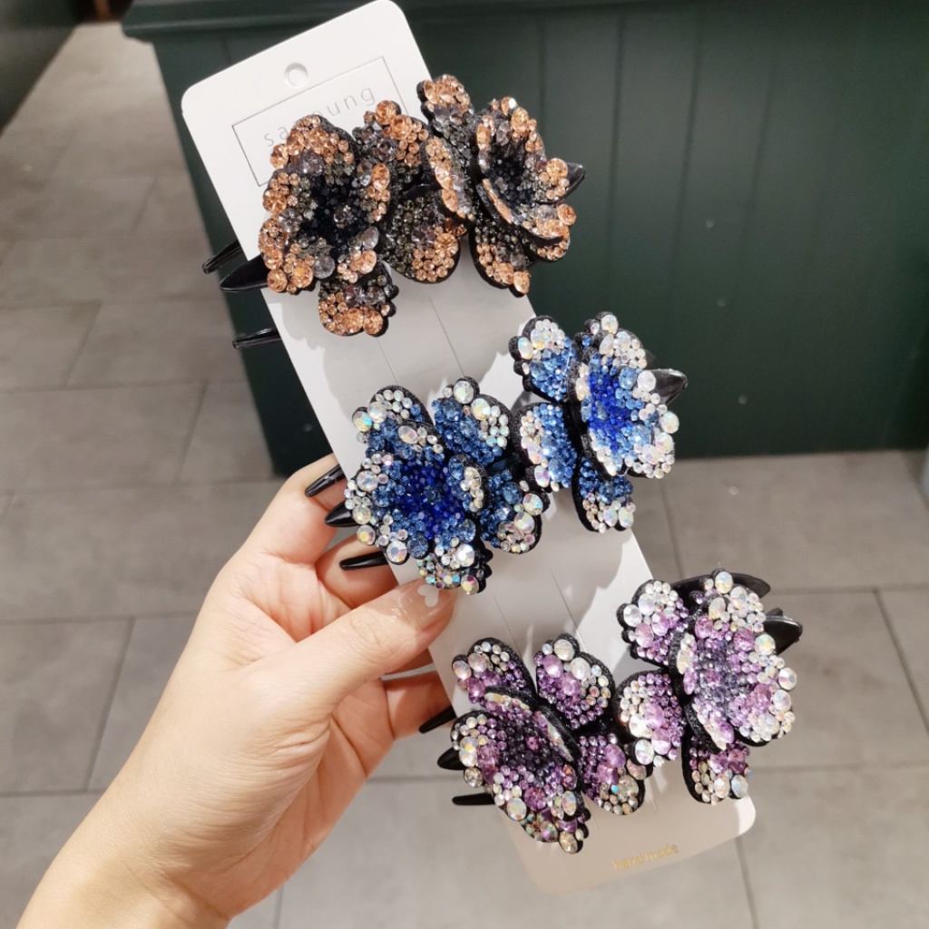 Barrettes Female Korean Duckbill Clip Headdress Tie up the Hair Back Head Large Updo Hair Claw Rhinestone Hairpin Flower Top Barrettes Female Korean Duckbill Clip Headdress Tie up the Hair Back Head Large Updo Hair Claw Rhinestone Hairpin Flower Top