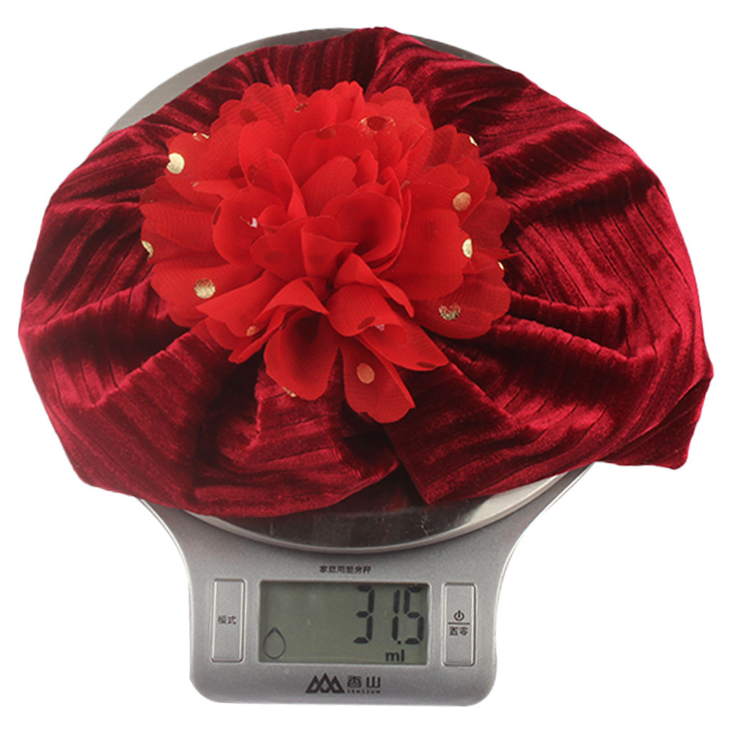 AliExpress European and American New Striped Pleuche Children's Hat Bronzing Flower Headdress Baby Indian Hat Sleeve Cap