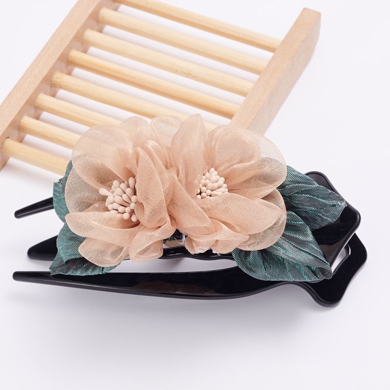 Korean Hairpin Flower Large Grip Elegant Graceful Lady Hair Updo Holder Silk Yarn Cloth Hairpin Headdress Back Head Korean Hairpin Flower Large Grip Elegant Graceful Lady Hair Updo Holder Silk Yarn Cloth Hairpin Headdress Back Head