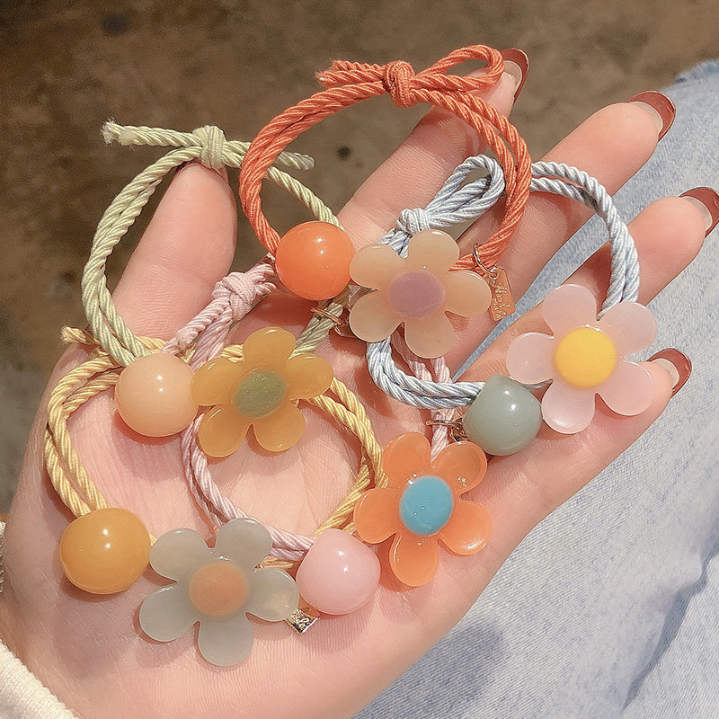 INS Chic Elegant Hair Rope Cute Colored Headband Female Korean Style Hair Band Flower Hairband Headdress Small Jewelry