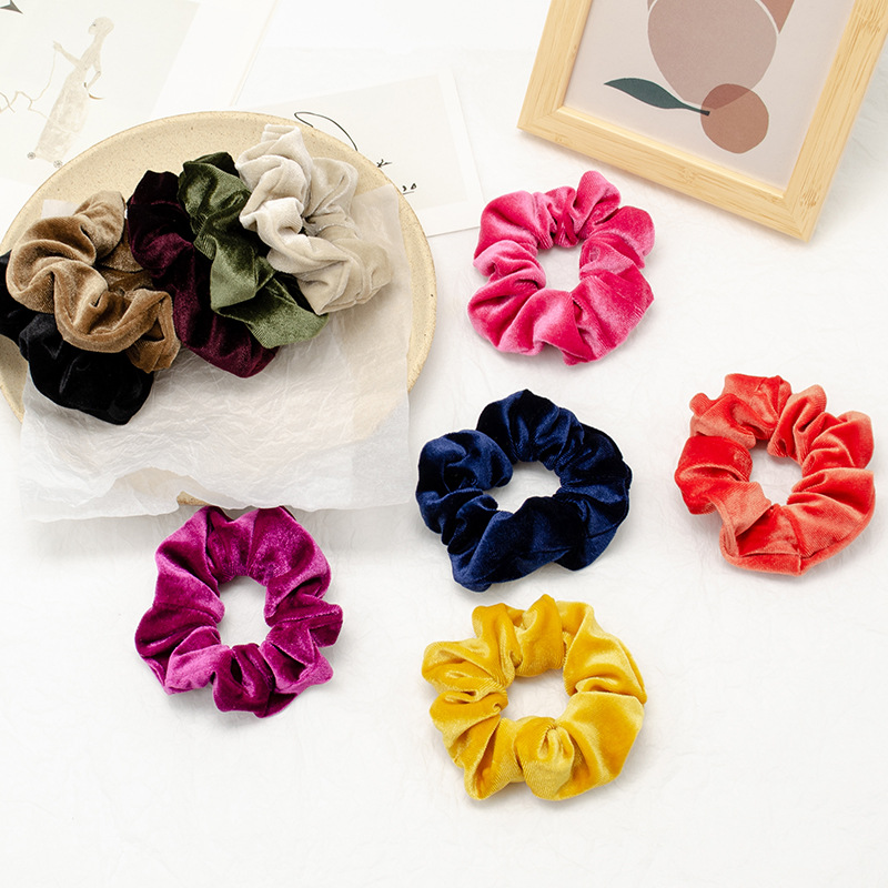 Ponytail Pork Intestine Hair Band European and American Velvet Solid Color Intestine Hair Band Headdress Flower Hair Band Hair Rope for Women