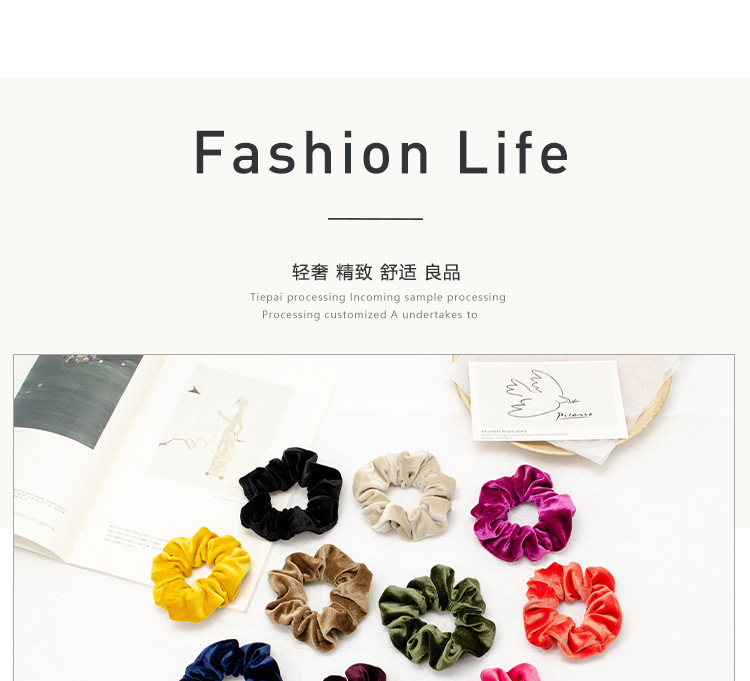 Ponytail Pork Intestine Hair Band European and American Velvet Solid Color Intestine Hair Band Headdress Flower Hair Band Hair Rope for Women