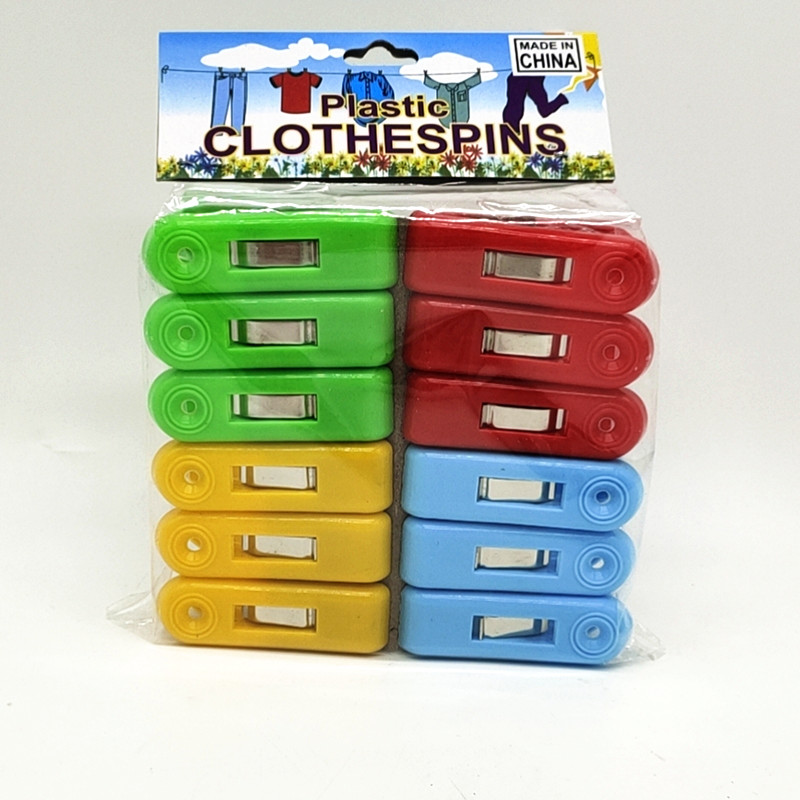 Sunshine Department Store 12 PCs Color Clothespin Windproof Plastic Clip Household Big Quilt Clip Multi-Functional Clothes Pin