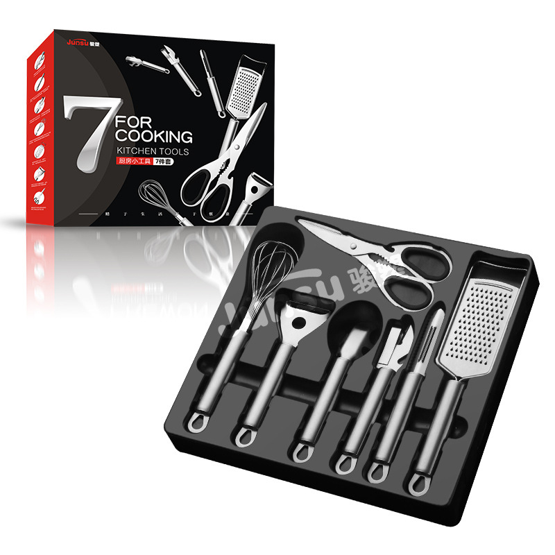 Kitchen Paring Knife Knives Seven-Piece Stainless Steel Scissors Egg Beater Can Openers Shredding Machine Peeler Gift Set