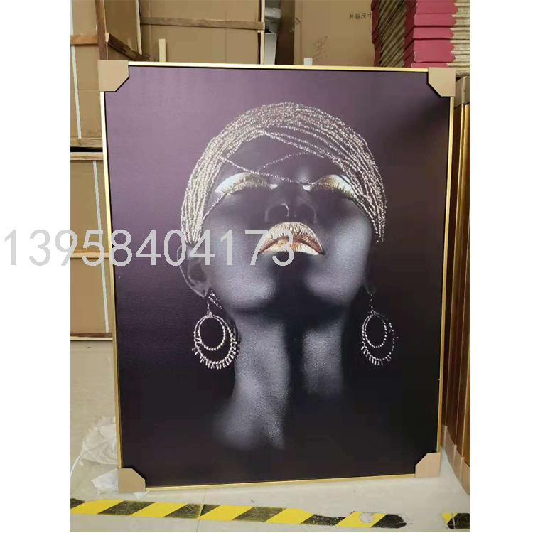 Cross-Border African Women's Triple Golden Decoration Mural Living Room and Bedroom Painting Canvas Painting Painting Core Cross-Border African Women's Triple Golden Decoration Mural Living Room and Bedroom Painting Canvas Painting Painting Core