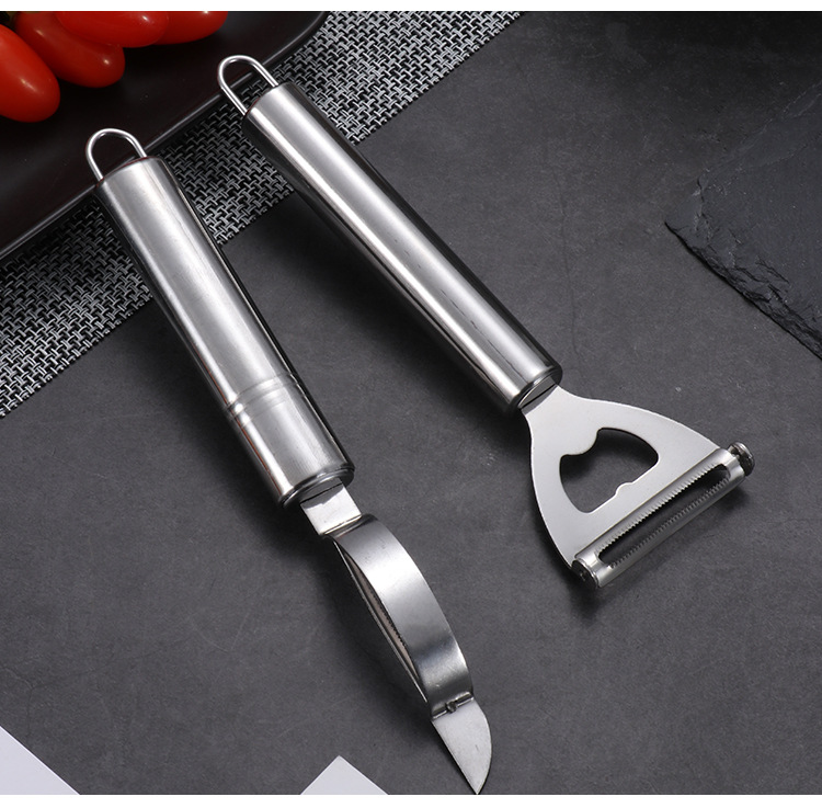 Smiley Paring Knife Beer Bottle Opener Dual-Use Two-in-One Kitchen Stainless Steel Peeler Two-Piece Set Apple Peeler