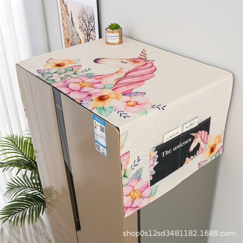 Waterproof Oil Draining Refrigerator Cover Cloth Refrigerator Dust Cover Single Door Double Door Fabric Washing Machine Cover Microwave Oven Cover Cloth