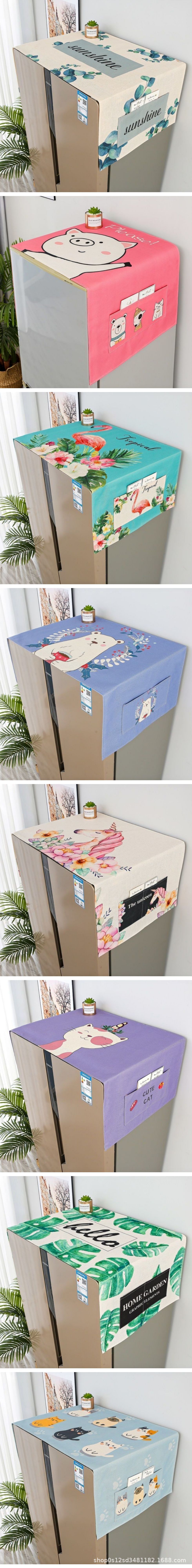 Waterproof Oil Draining Refrigerator Cover Cloth Refrigerator Dust Cover Single Door Double Door Fabric Washing Machine Cover Microwave Oven Cover Cloth
