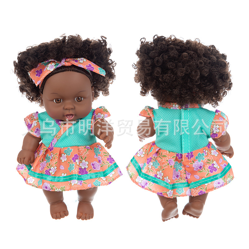 Simulation Soothing Baby Doll African Black Baby Cute Curly Black Baby Baby 20cm Vinyl Baby Toy Simulation Soothing Baby Doll African Black Baby Cute Curly Black Baby Baby 20cm Vinyl Baby Toy