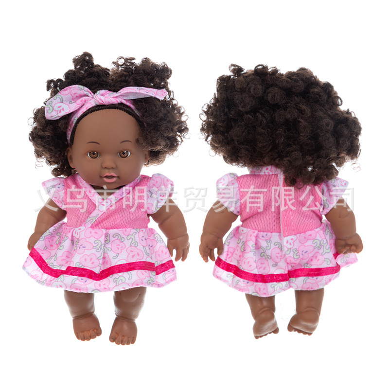 Simulation Soothing Baby Doll African Black Baby Cute Curly Black Baby Baby 20cm Vinyl Baby Toy Simulation Soothing Baby Doll African Black Baby Cute Curly Black Baby Baby 20cm Vinyl Baby Toy