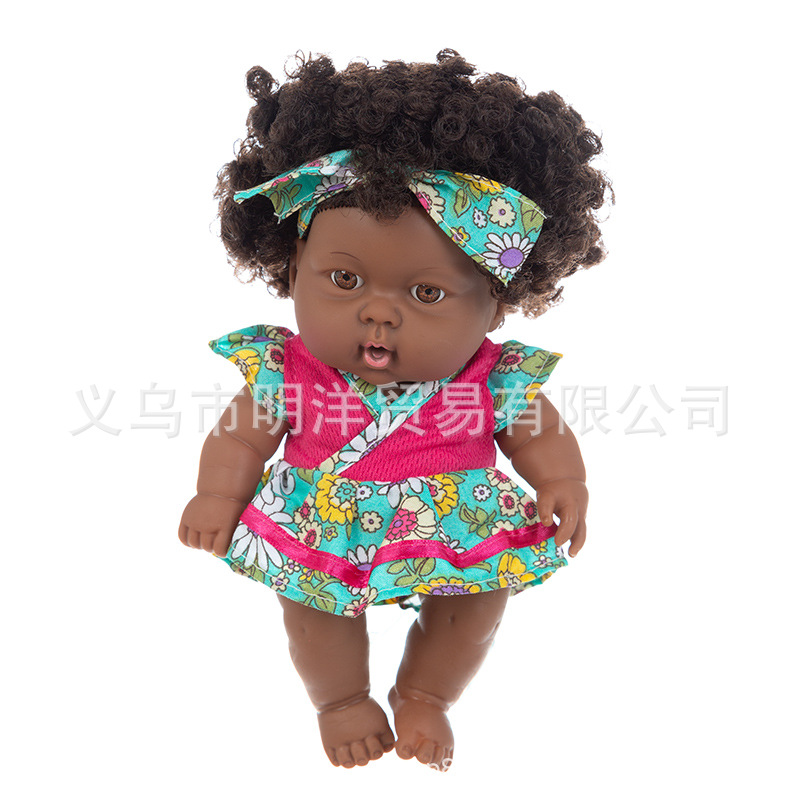 Simulation Soothing Baby Doll African Black Baby Cute Curly Black Baby Baby 20cm Vinyl Baby Toy Simulation Soothing Baby Doll African Black Baby Cute Curly Black Baby Baby 20cm Vinyl Baby Toy