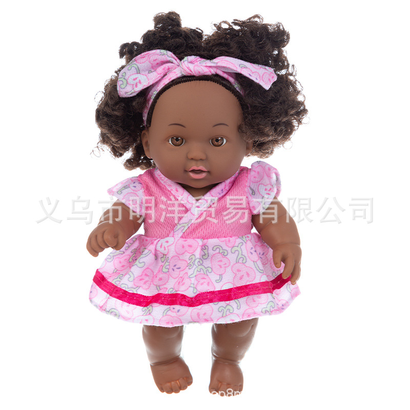 Simulation Soothing Baby Doll African Black Baby Cute Curly Black Baby Baby 20cm Vinyl Baby Toy Simulation Soothing Baby Doll African Black Baby Cute Curly Black Baby Baby 20cm Vinyl Baby Toy