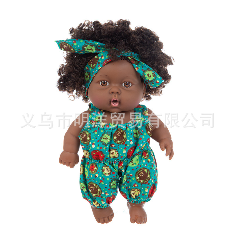 Simulation Soothing Baby Doll African Black Baby Cute Curly Black Baby Baby 20cm Vinyl Baby Toy Simulation Soothing Baby Doll African Black Baby Cute Curly Black Baby Baby 20cm Vinyl Baby Toy