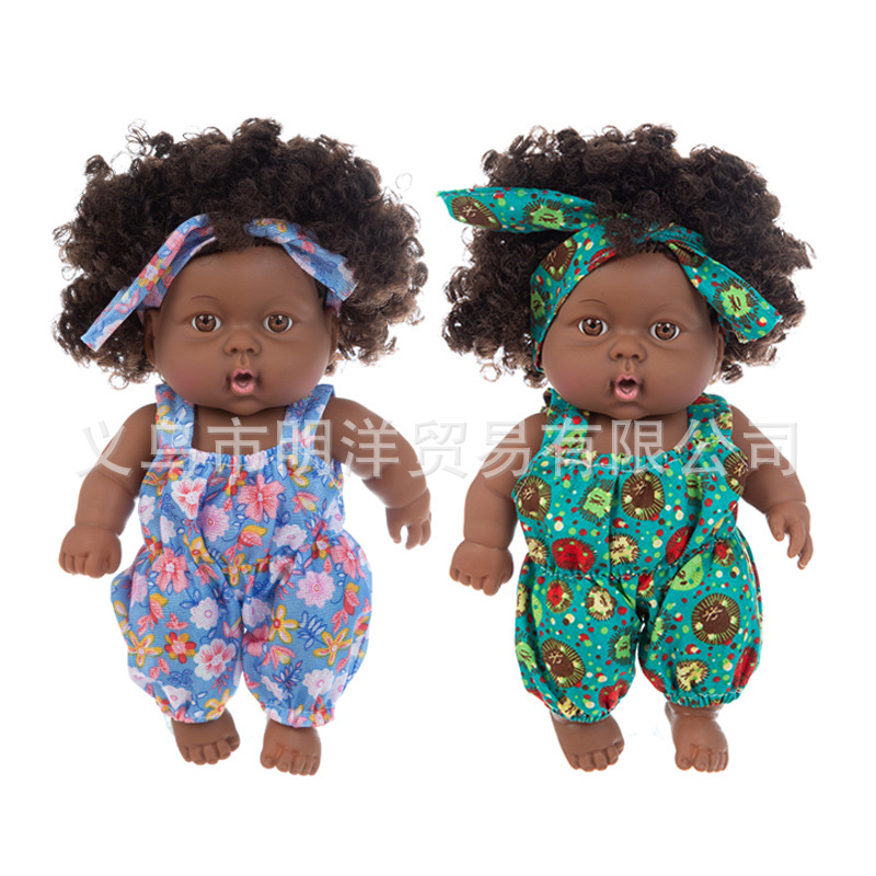 Simulation Soothing Baby Doll African Black Baby Cute Curly Black Baby Baby 20cm Vinyl Baby Toy Simulation Soothing Baby Doll African Black Baby Cute Curly Black Baby Baby 20cm Vinyl Baby Toy