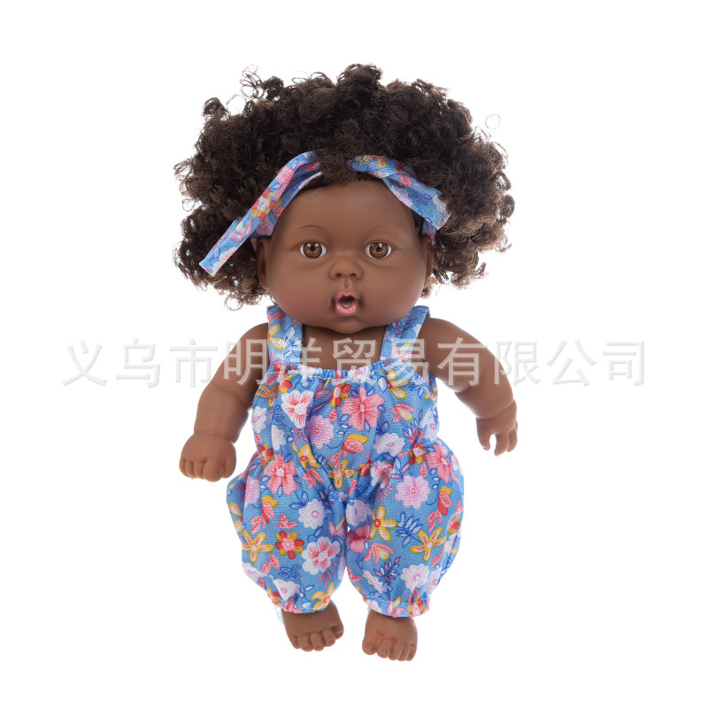 Simulation Soothing Baby Doll African Black Baby Cute Curly Black Baby Baby 20cm Vinyl Baby Toy Simulation Soothing Baby Doll African Black Baby Cute Curly Black Baby Baby 20cm Vinyl Baby Toy