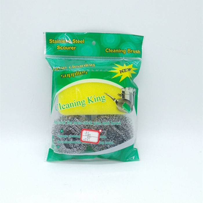 Sponge dish cloth + 2 steel ball washing dish brush pot brush combination of three sets of cleaning utensils