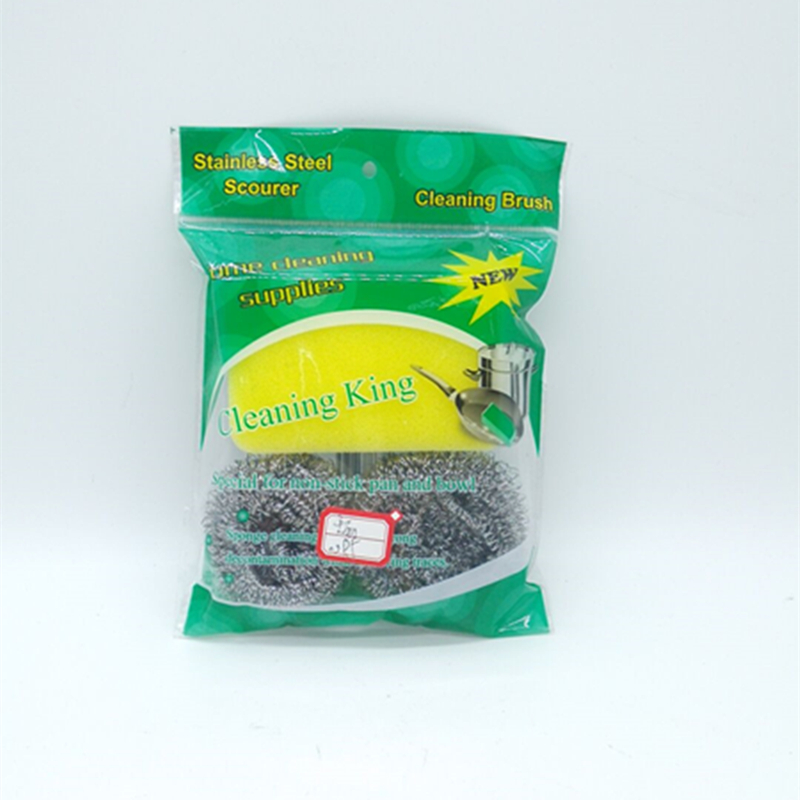 Sponge dish cloth + 2 steel ball washing dish brush pot brush combination of three sets of cleaning utensils