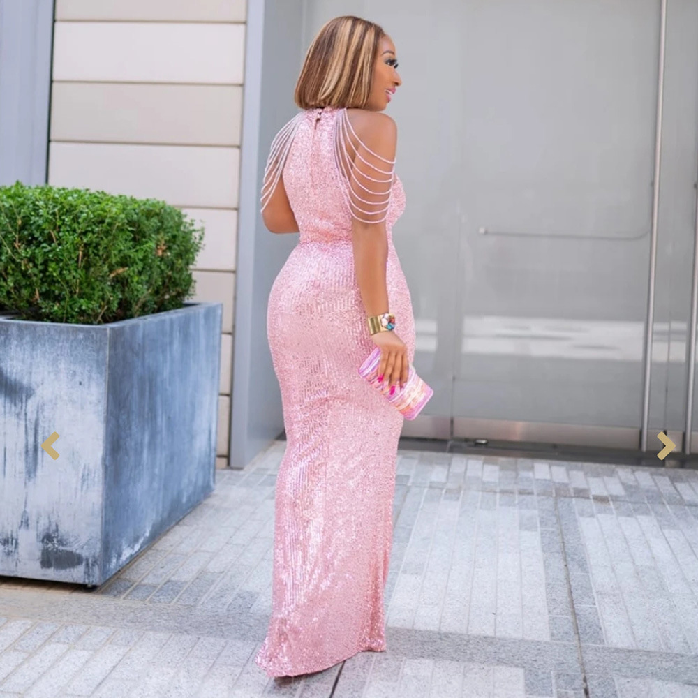 European And American African Women 'S Wear Quality Dress High Elasticity Sequin Fishtail Dress Source Factory In Stock European And American African Women 'S Wear Quality Dress High Elasticity Sequin Fishtail Dress Source Factory In Stock