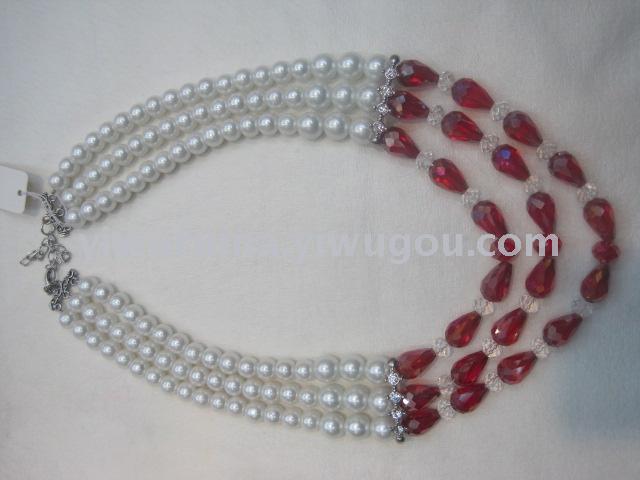 European, American, African and Middle East foreign trade hot-selling ladies pearl drops three-layer necklace alloy diamond accessories European, American, African and Middle East foreign trade hot-selling ladies pearl drops three-layer necklace alloy diamond accessories