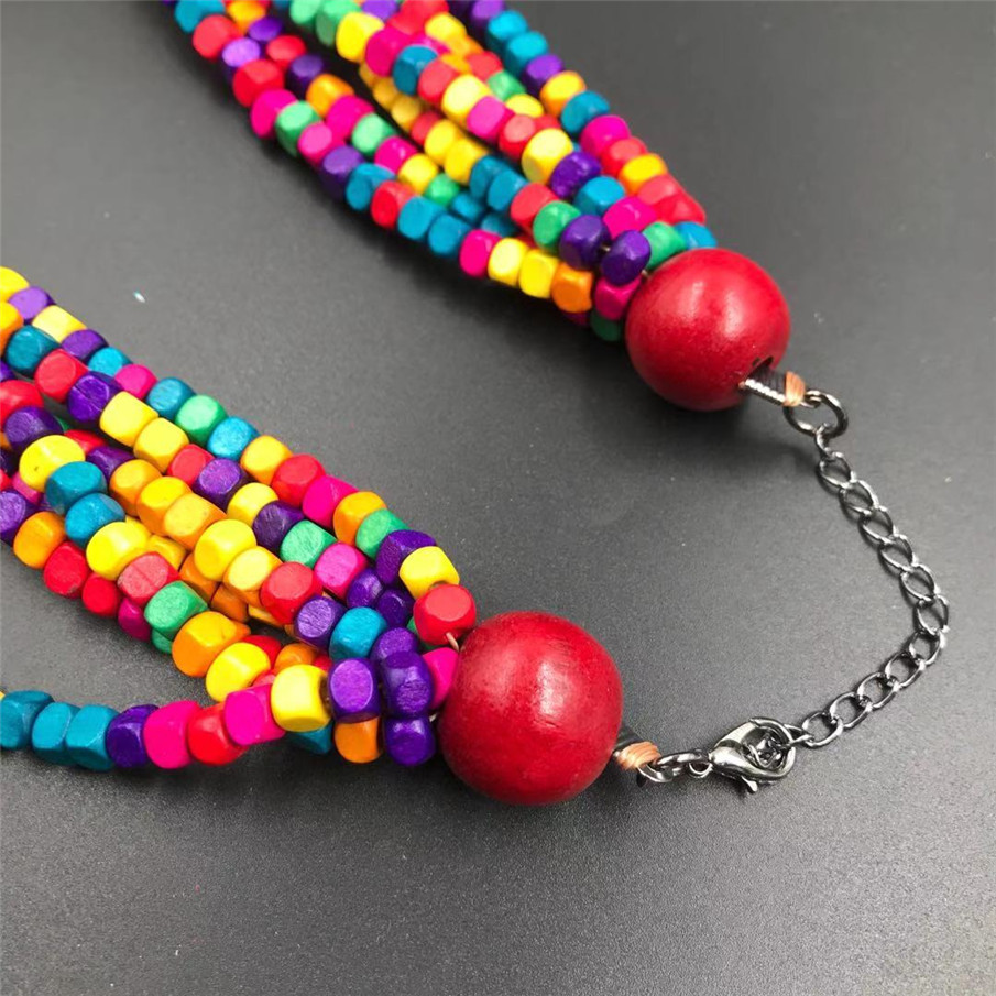 Amazon Hot Wooden Multi-Layer Beaded Long Necklace Women's Bohemian African Style Necklace Sweater Chain Amazon Hot Wooden Multi-Layer Beaded Long Necklace Women's Bohemian African Style Necklace Sweater Chain
