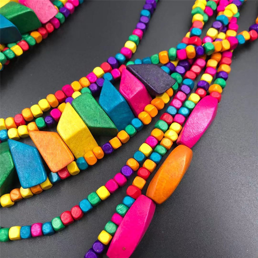 Amazon Hot Wooden Multi-Layer Beaded Long Necklace Women's Bohemian African Style Necklace Sweater Chain Amazon Hot Wooden Multi-Layer Beaded Long Necklace Women's Bohemian African Style Necklace Sweater Chain