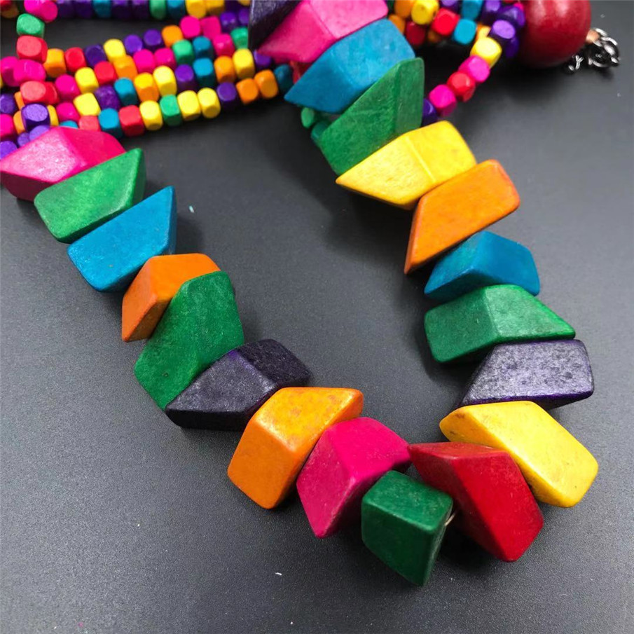 Amazon Hot Wooden Multi-Layer Beaded Long Necklace Women's Bohemian African Style Necklace Sweater Chain Amazon Hot Wooden Multi-Layer Beaded Long Necklace Women's Bohemian African Style Necklace Sweater Chain