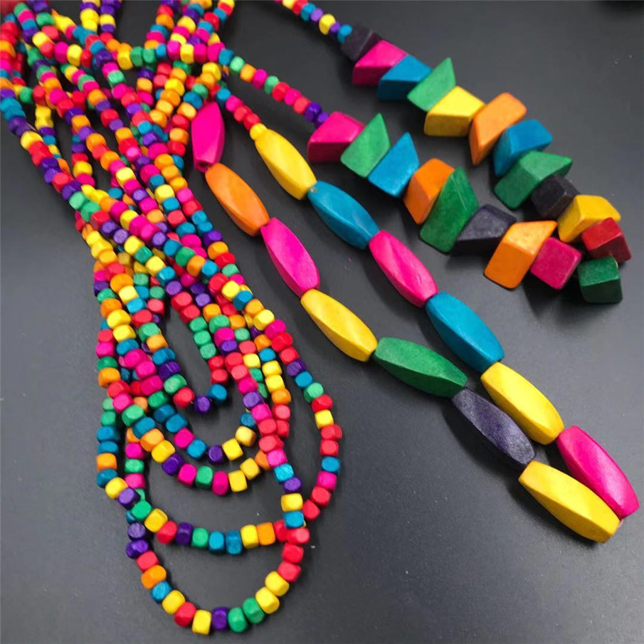 Amazon Hot Wooden Multi-Layer Beaded Long Necklace Women's Bohemian African Style Necklace Sweater Chain Amazon Hot Wooden Multi-Layer Beaded Long Necklace Women's Bohemian African Style Necklace Sweater Chain