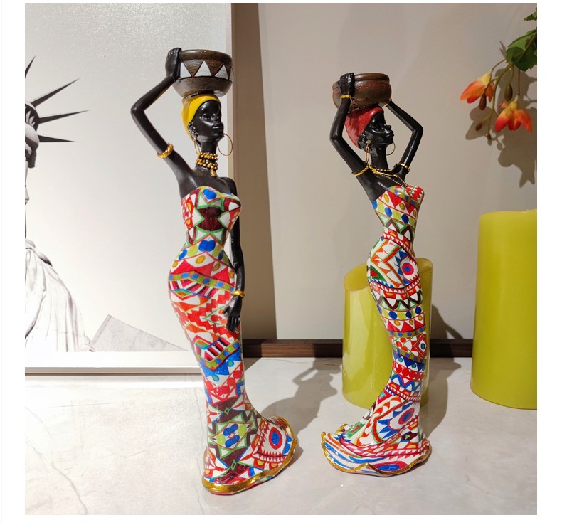 Creative African Black Candlestick Decoration Home Living Room Retro Humanoid Candlestick Decoration Resin Crafts Wholesale