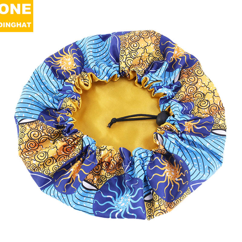 Amazon New Supply Children's Satin Nightcap African Batik Printing Double Layer round Cap Elastic Adjustable Buckle Amazon New Supply Children's Satin Nightcap African Batik Printing Double Layer round Cap Elastic Adjustable Buckle