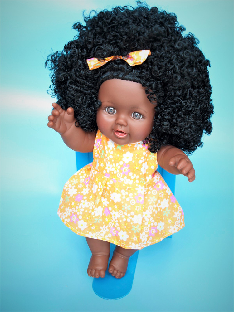 Nabonil Doll Small Black Skin Simulated Doll African Doll Girl Vinyl Doll
