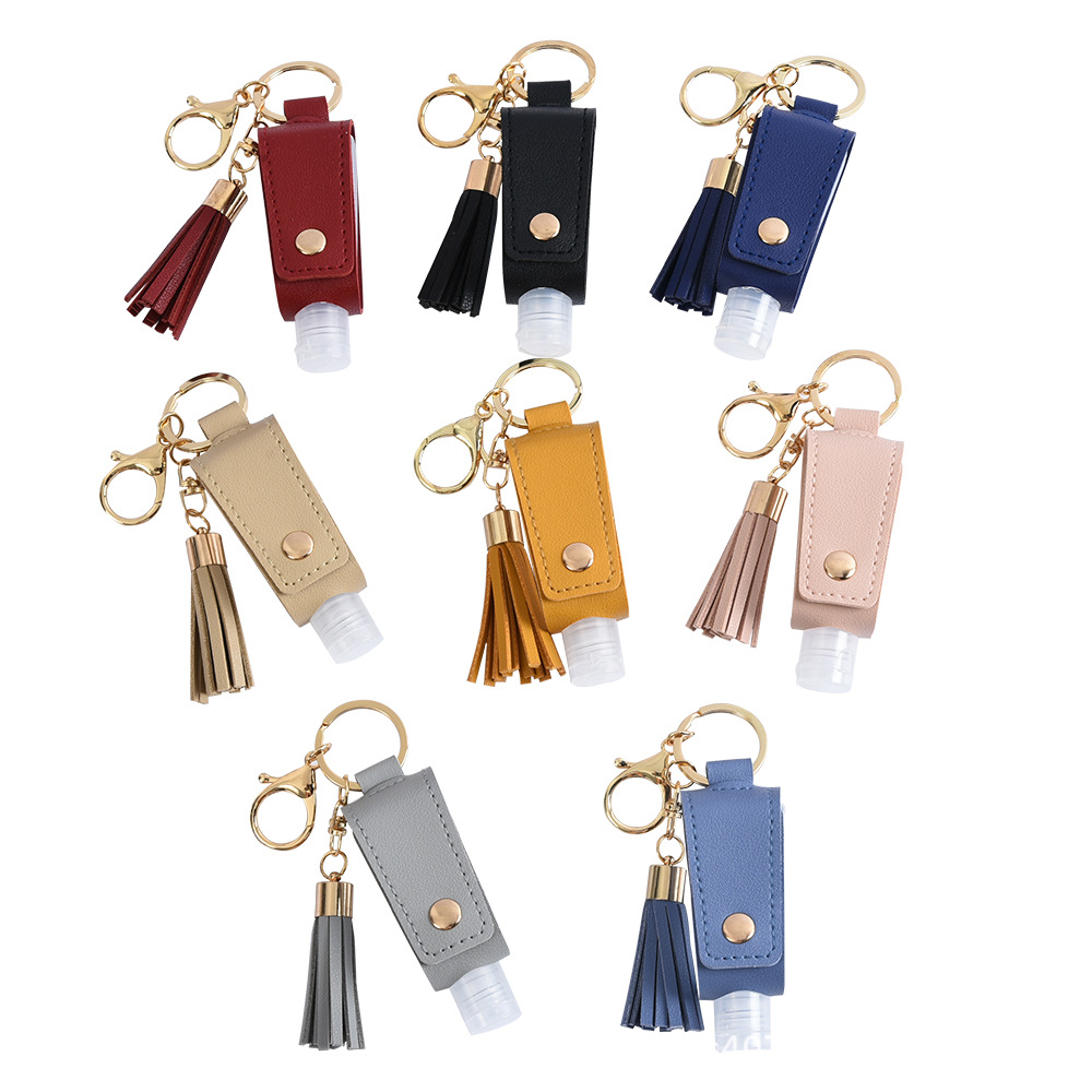 Hand Sanitizer Leather Case Tassel Key Chain Disinfectant Fluid PU Leather Case Fire Extinguisher Bottles Keychain