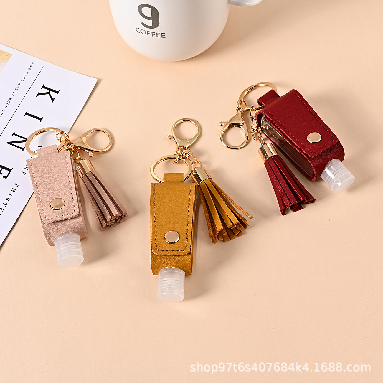 Hand Sanitizer Leather Case Tassel Key Chain Disinfectant Fluid PU Leather Case Fire Extinguisher Bottles Keychain