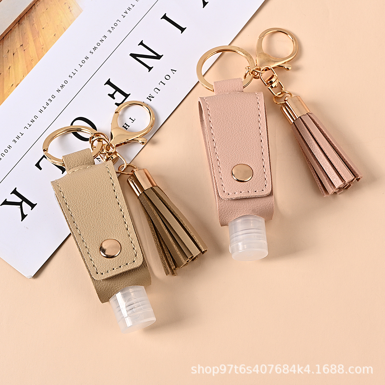Hand Sanitizer Leather Case Tassel Key Chain Disinfectant Fluid PU Leather Case Fire Extinguisher Bottles Keychain