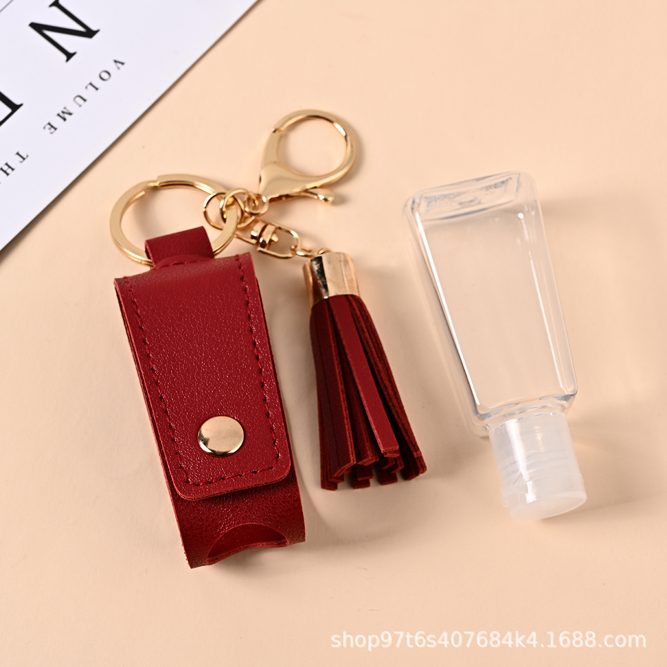 Hand Sanitizer Leather Case Tassel Key Chain Disinfectant Fluid PU Leather Case Fire Extinguisher Bottles Keychain