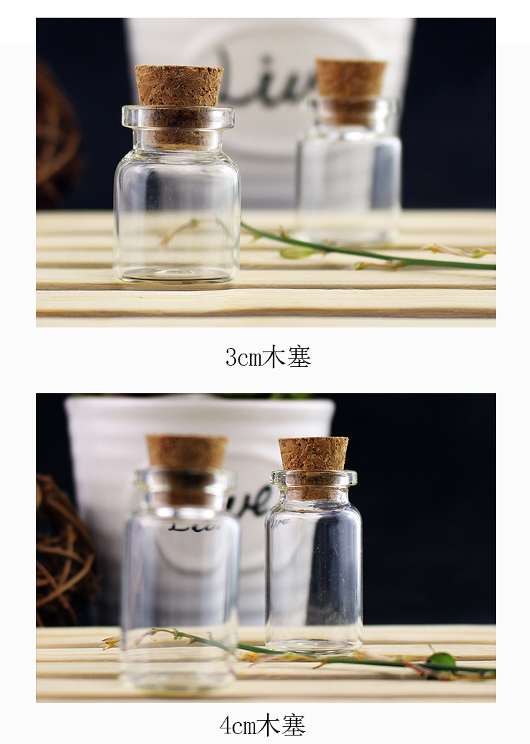 Wooden Plug Small Glass Bottle Bayonet Fire Extinguisher Bottles Aluminum Cover Mini Drift Bottle Wishing Bottle Transparent Storage Bottle Kindergarten