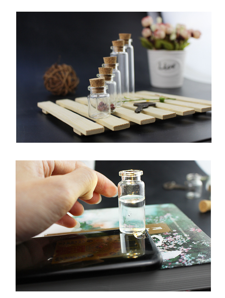 Wooden Plug Small Glass Bottle Bayonet Fire Extinguisher Bottles Aluminum Cover Mini Drift Bottle Wishing Bottle Transparent Storage Bottle Kindergarten