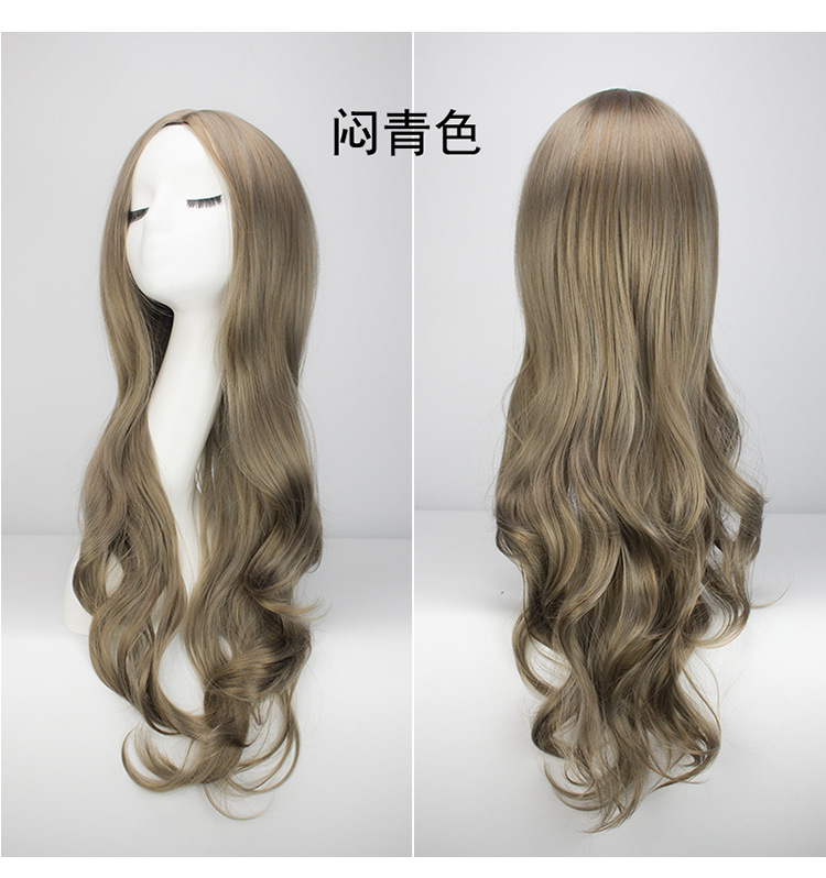 Wholesale European and American Chemical Fiber Wig Female Long Curly Hair Big Wave Center-Parted Bangs Granny Grey Wig Wig Sheath Cos Wholesale European and American Chemical Fiber Wig Female Long Curly Hair Big Wave Center-Parted Bangs Granny Grey Wig Wig Sheath Cos