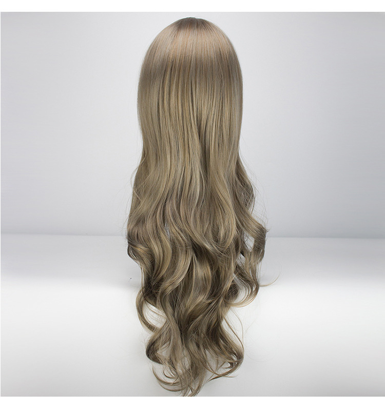 Wholesale European and American Chemical Fiber Wig Female Long Curly Hair Big Wave Center-Parted Bangs Granny Grey Wig Wig Sheath Cos Wholesale European and American Chemical Fiber Wig Female Long Curly Hair Big Wave Center-Parted Bangs Granny Grey Wig Wig Sheath Cos