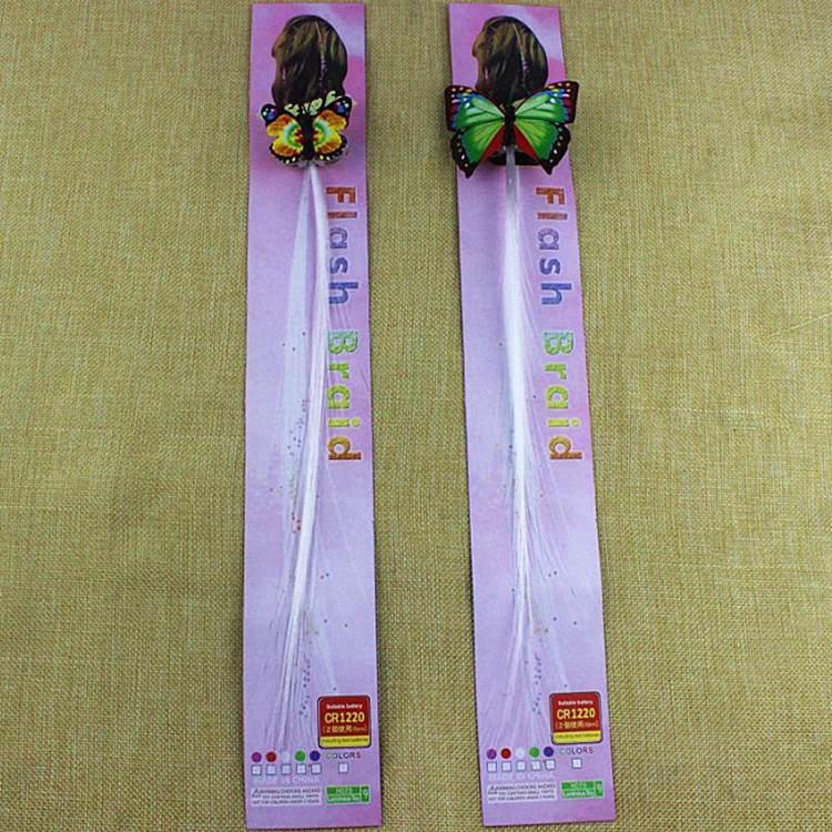 Led Shining Braid Wig Evening Party Atmosphere Cheering Props Fiber Optic Hair Colorful Butterfly Shining Braid