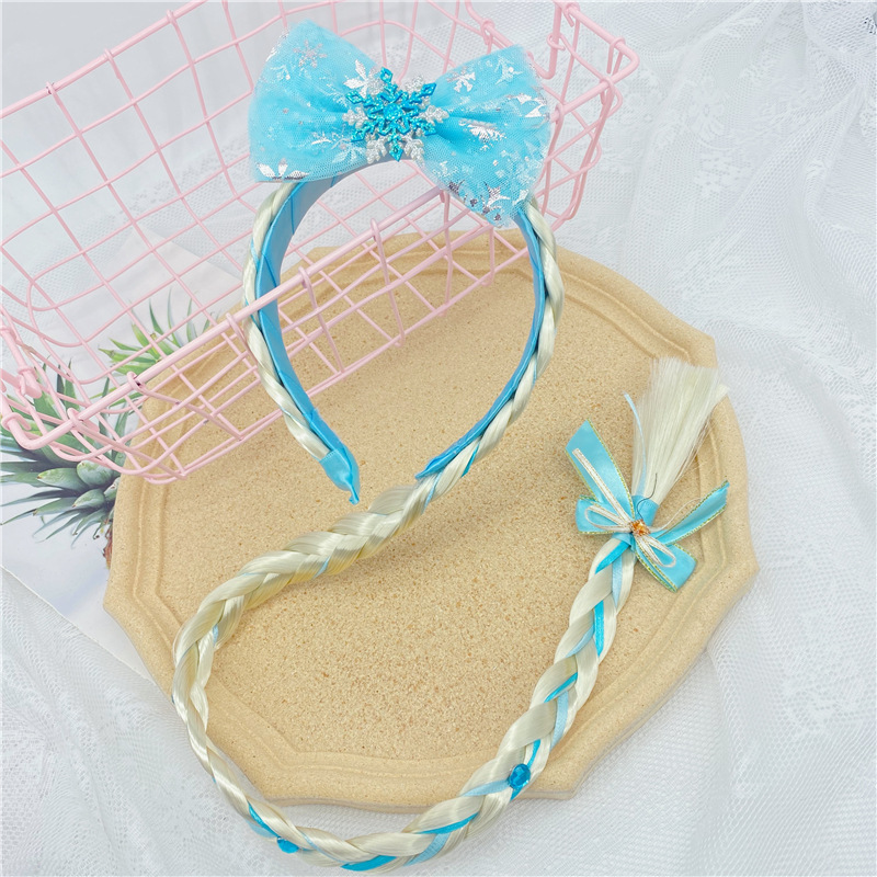 Ice and Snow Princess Elsa Wig Braid Headband Head Buckle Dream Mesh Snowflake Braid Festival Dressing Stage Hair Accessories Ice and Snow Princess Elsa Wig Braid Headband Head Buckle Dream Mesh Snowflake Braid Festival Dressing Stage Hair Accessories