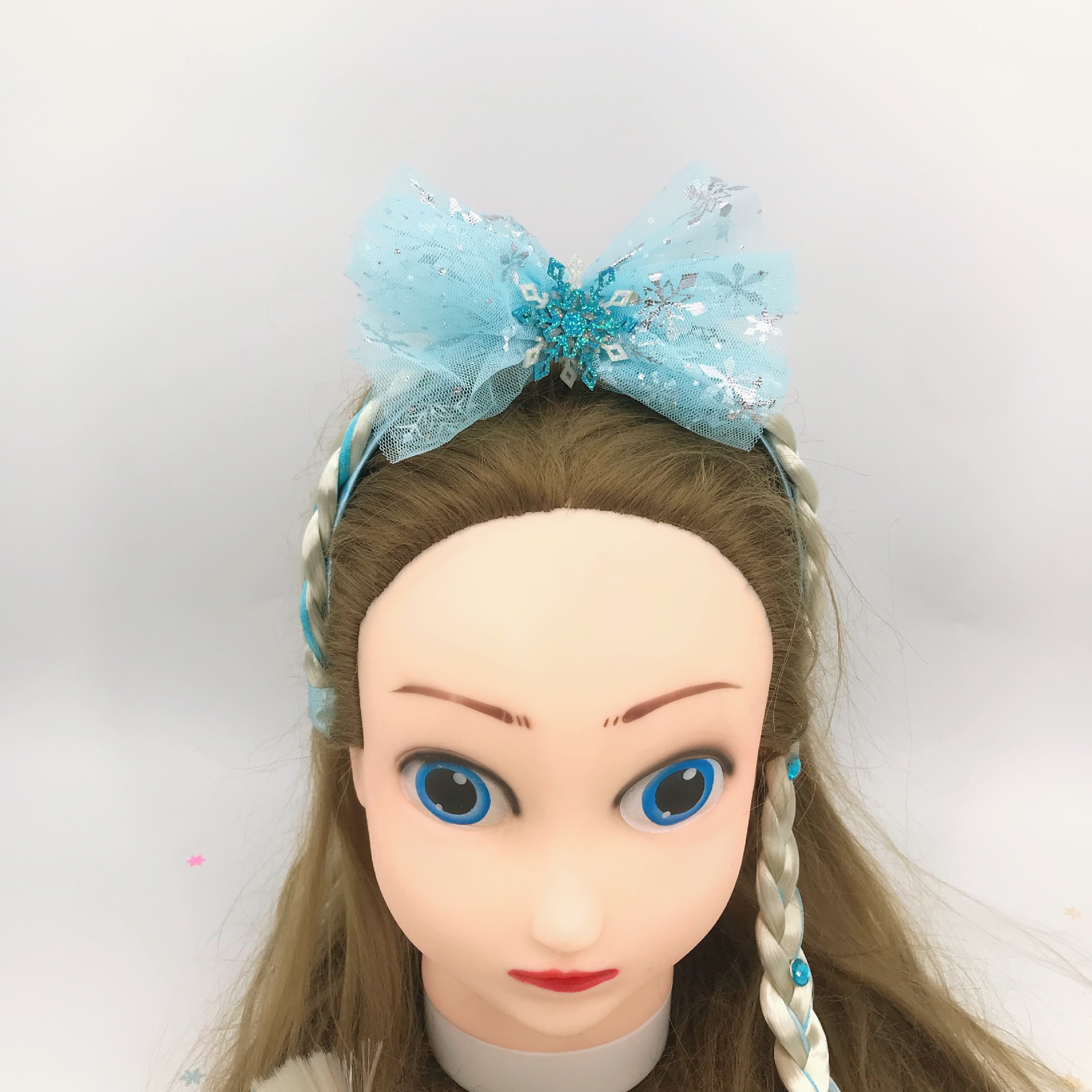 Ice and Snow Princess Elsa Wig Braid Headband Head Buckle Dream Mesh Snowflake Braid Festival Dressing Stage Hair Accessories Ice and Snow Princess Elsa Wig Braid Headband Head Buckle Dream Mesh Snowflake Braid Festival Dressing Stage Hair Accessories