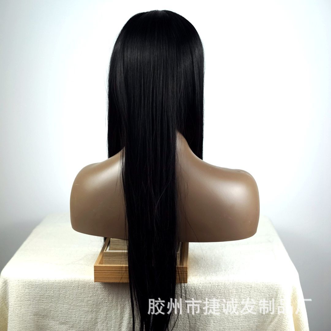 Wig Chemical Fiber Front Lace Wig Wholesale European and American Style Wig Women&#039;s T-Shaped Head Cover Matte High-Temperature Fiber Wig Sheath