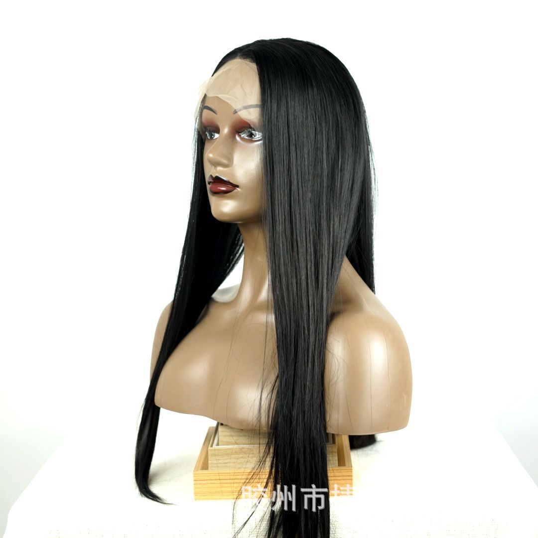 Wig Chemical Fiber Front Lace Wig Wholesale European and American Style Wig Women's T-Shaped Head Cover Matte High-Temperature Fiber Wig Sheath Wig Chemical Fiber Front Lace Wig Wholesale European and American Style Wig Women's T-Shaped Head Cover Matte High-Temperature Fiber Wig Sheath