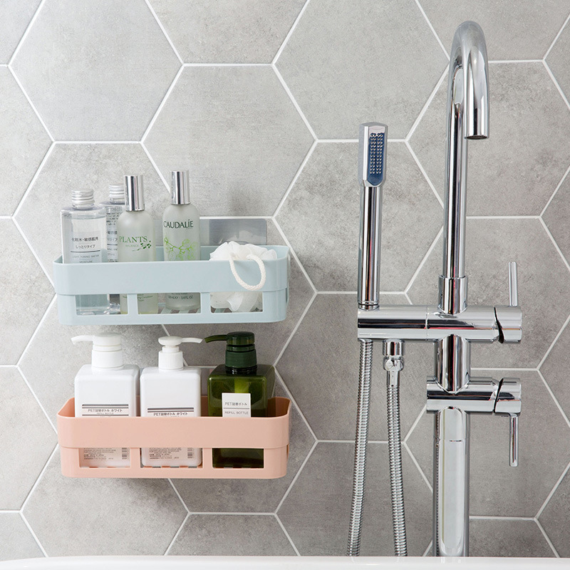 Plain Tracelss Paste Rectangular Storage Rack Wash Utensils Shelf Bathroom Toilet Shelf