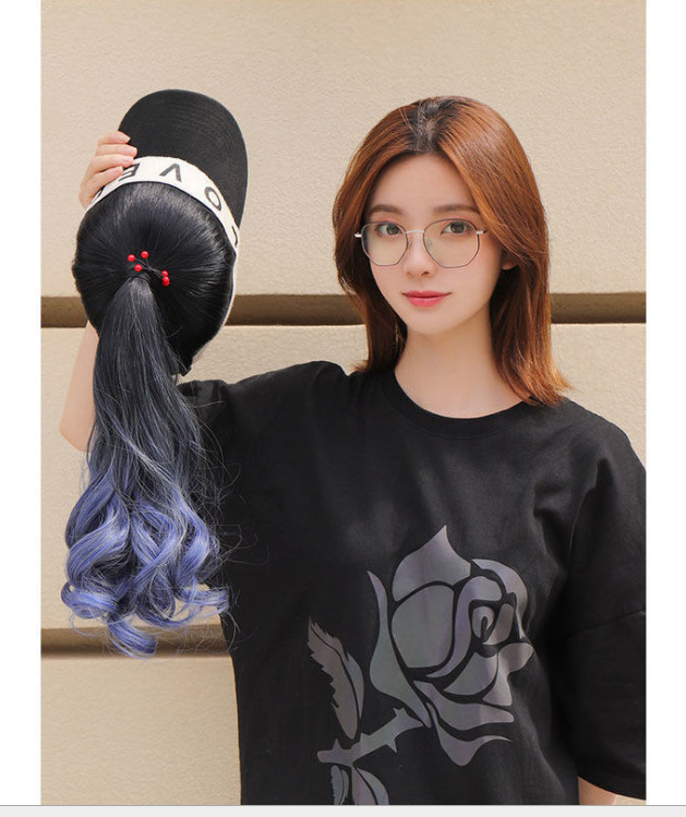 New Gradient High Ponytail False Braids Internet Celebrity Fashion Sun Hat Full-Head Wig New Gradient High Ponytail False Braids Internet Celebrity Fashion Sun Hat Full-Head Wig