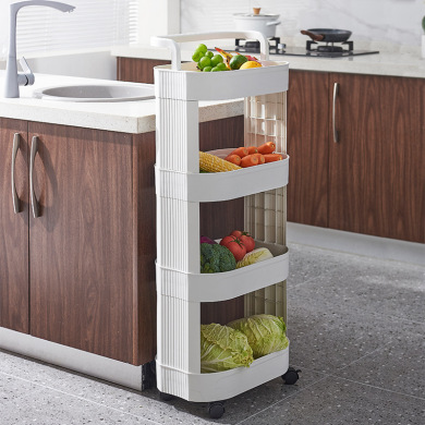 Kitchen Shelf Floor Multi-Layer Fruit and Vegetable Shelf Bathroom Trolley Bowl Storage Rack Snack Bathroom Storage Rack