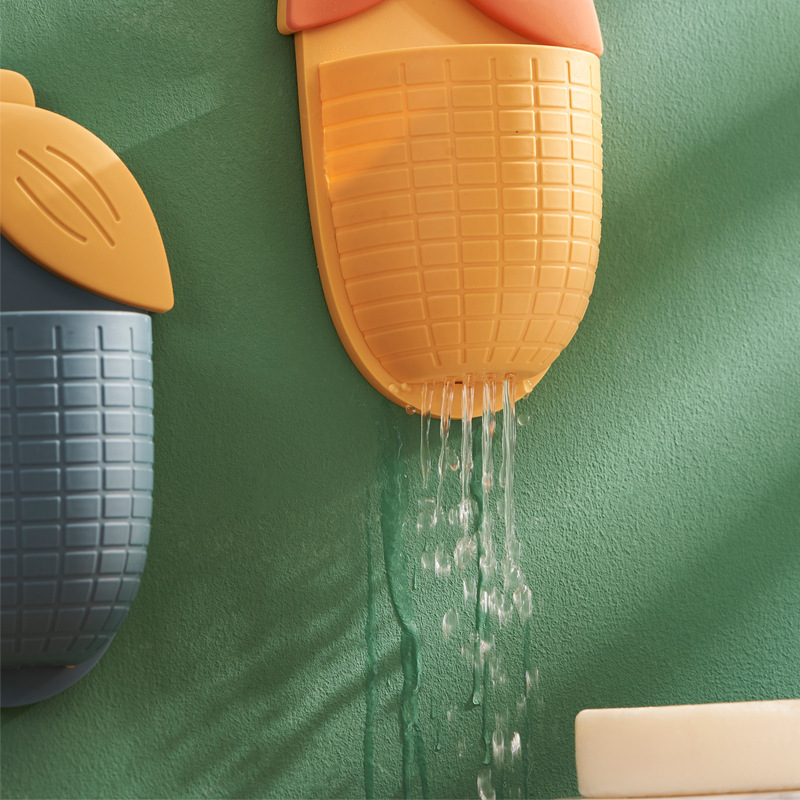 Bathroom Wall Storage Rack Punch-Free Kitchen Storage Shelf Clutter Organizing Shelves Plastic Corn Wall-Mounted Storage Rack