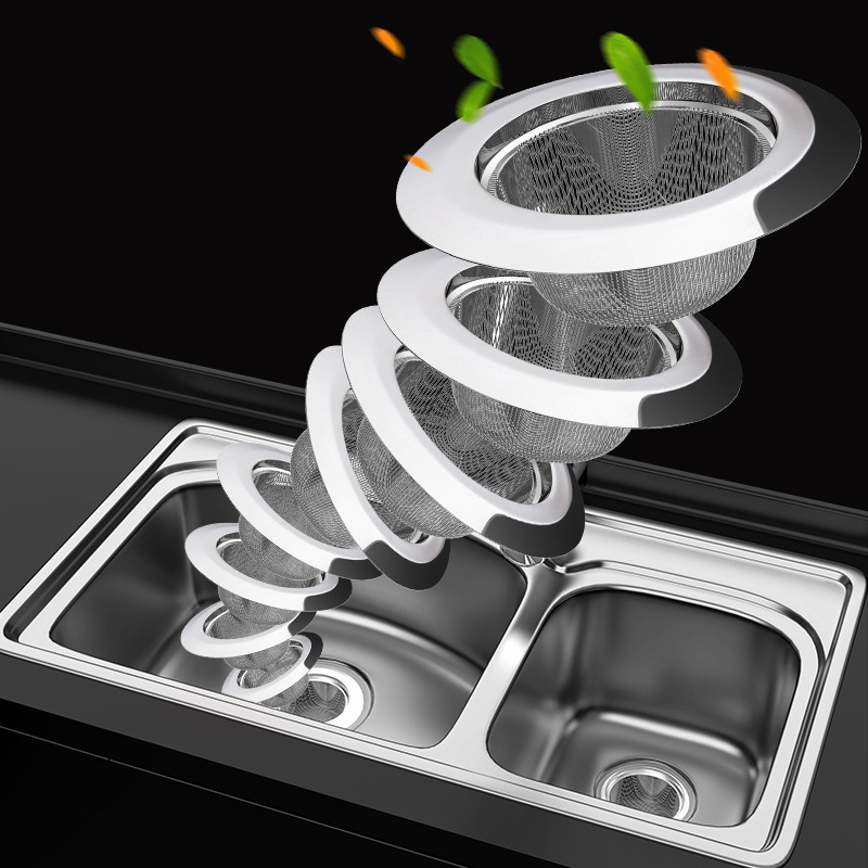 Sewer Kitchen Tool Sink Garbage Stainless Steel Filter Net Washing Basin Sink Dishwashing Liftable Filter Cage Floor Drain Anti-Blocking