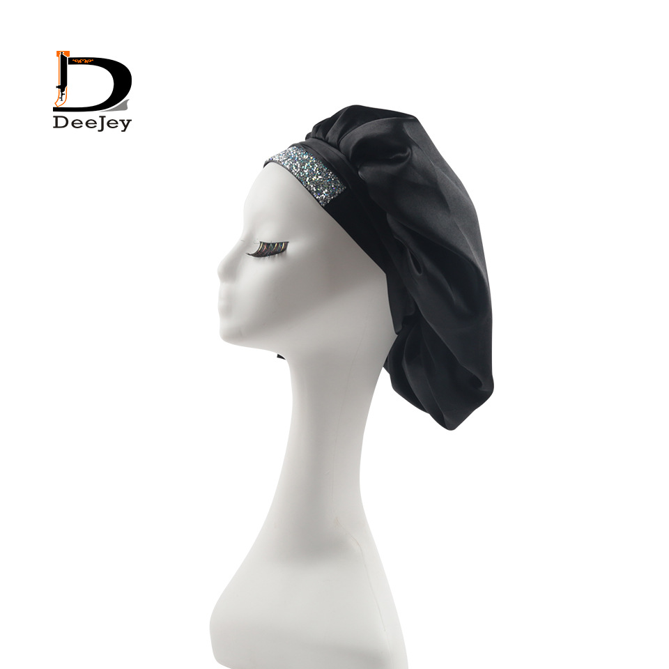Cross-Border New Diamond Silk Nightcap Diamond Cap Shower Cap Wig Turban Haircut Cap Hair Band