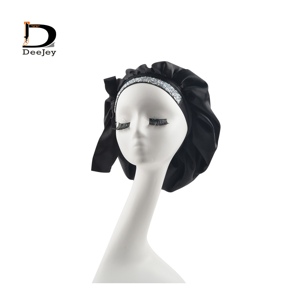 Cross-Border New Diamond Silk Nightcap Diamond Cap Shower Cap Wig Turban Haircut Cap Hair Band